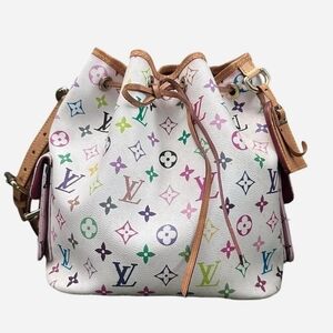 Louis Vuitton Multicolor Monogram Bucket Bag Petit Noe in White